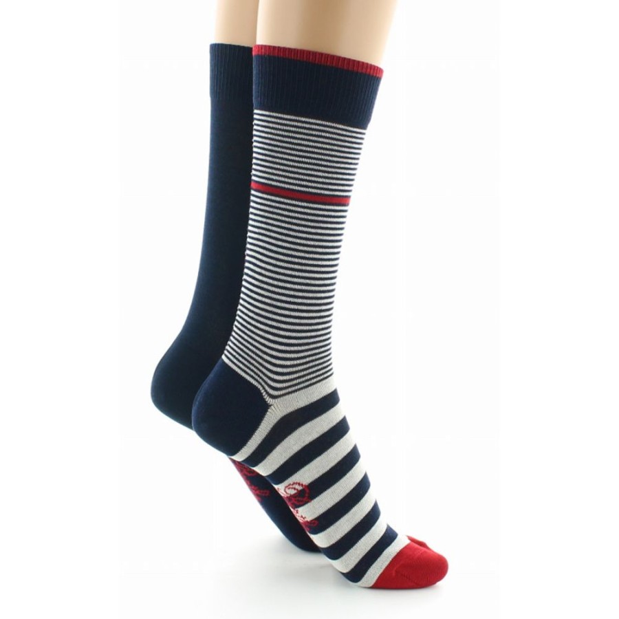 Femme BERTHE AUX GRANDS PIEDS Chaussettes | Pack De Chaussettes Unies Marines Et Rayees