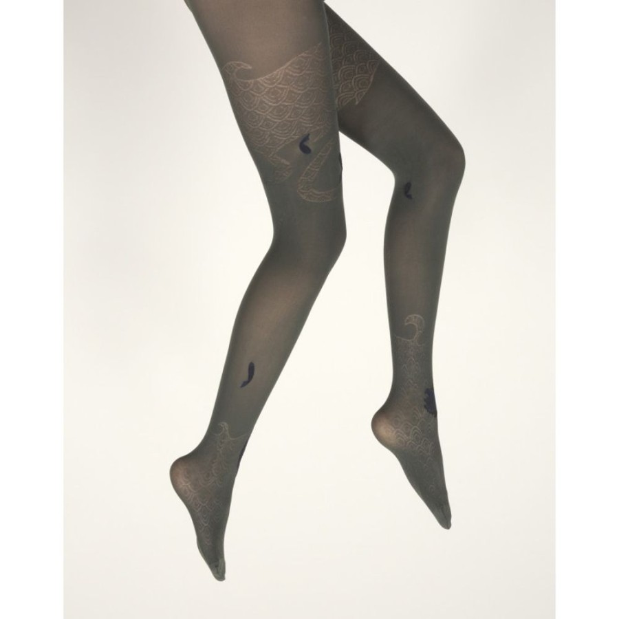 Femme BERTHE AUX GRANDS PIEDS Collants | Collants Femme 40D Poissons Kaki, Noir Et Bleu Marine