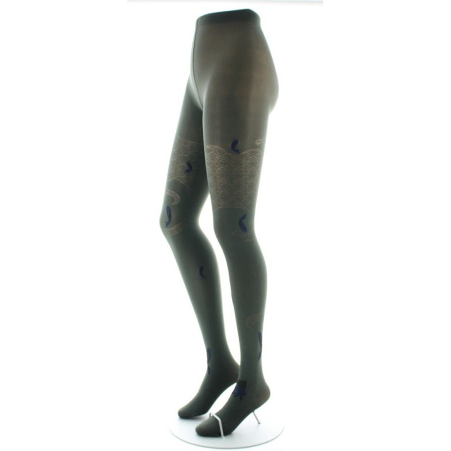 Femme BERTHE AUX GRANDS PIEDS Collants | Collants Femme 40D Poissons Kaki, Noir Et Bleu Marine