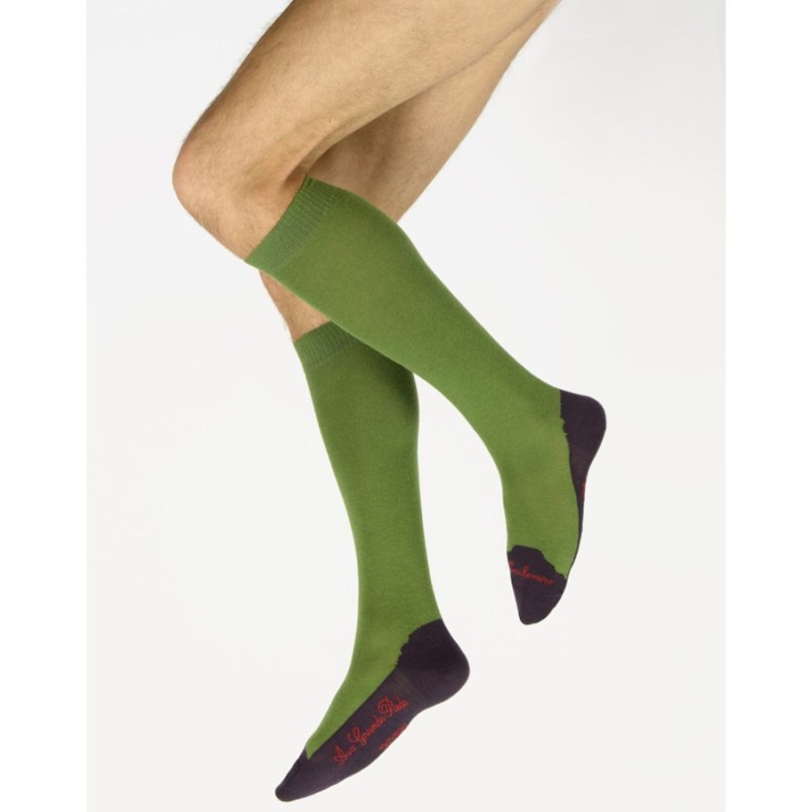 Homme BERTHE AUX GRANDS PIEDS Chaussettes Hautes | Chaussettes Hautes Cachemire Vert