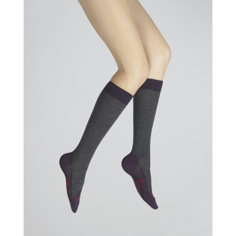 Femme BERTHE AUX GRANDS PIEDS Chaussettes Hautes | Chaussettes Hautes Cachemire Anthracite