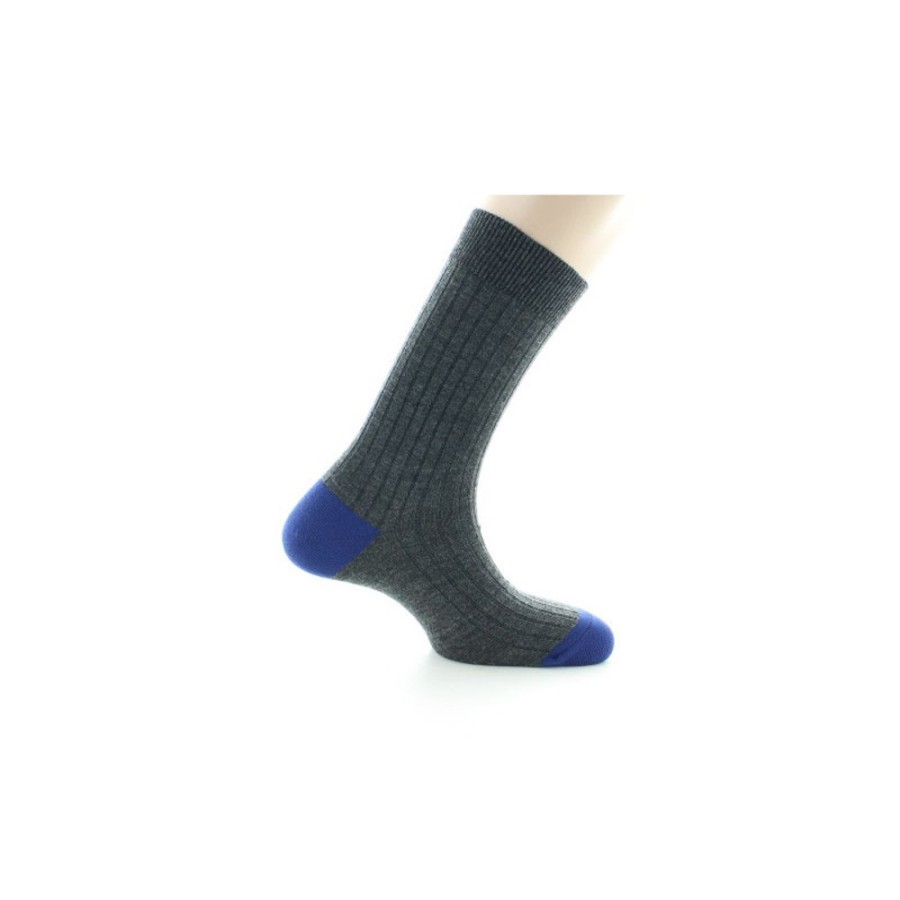 Homme BERTHE AUX GRANDS PIEDS Chaussettes | Chaussettes En Laine Anthracite Et Bleu