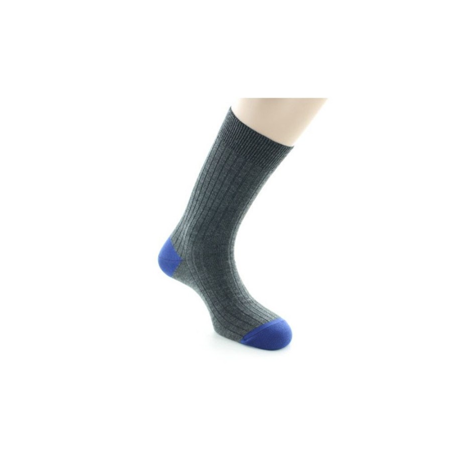 Homme BERTHE AUX GRANDS PIEDS Chaussettes | Chaussettes En Laine Anthracite Et Bleu