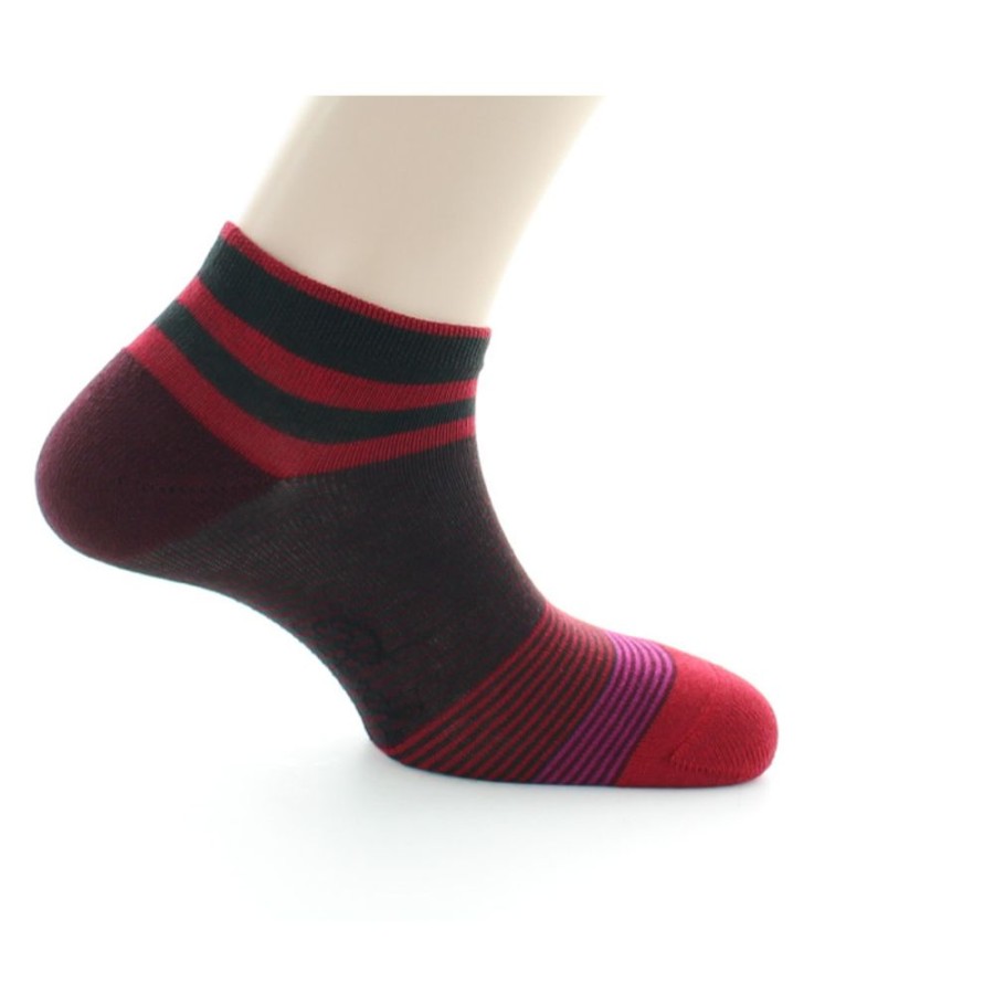 Homme BERTHE AUX GRANDS PIEDS Socquettes | Socquettes A Rayures Bordeaux Et Rouges