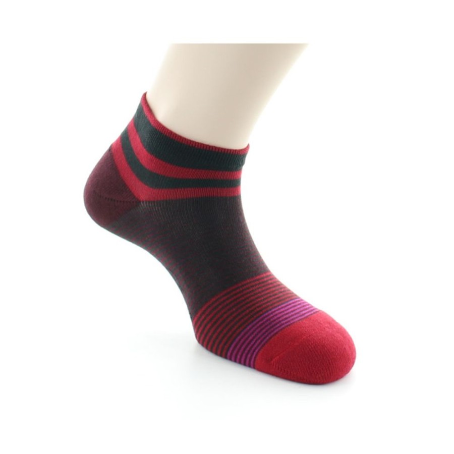 Homme BERTHE AUX GRANDS PIEDS Socquettes | Socquettes A Rayures Bordeaux Et Rouges