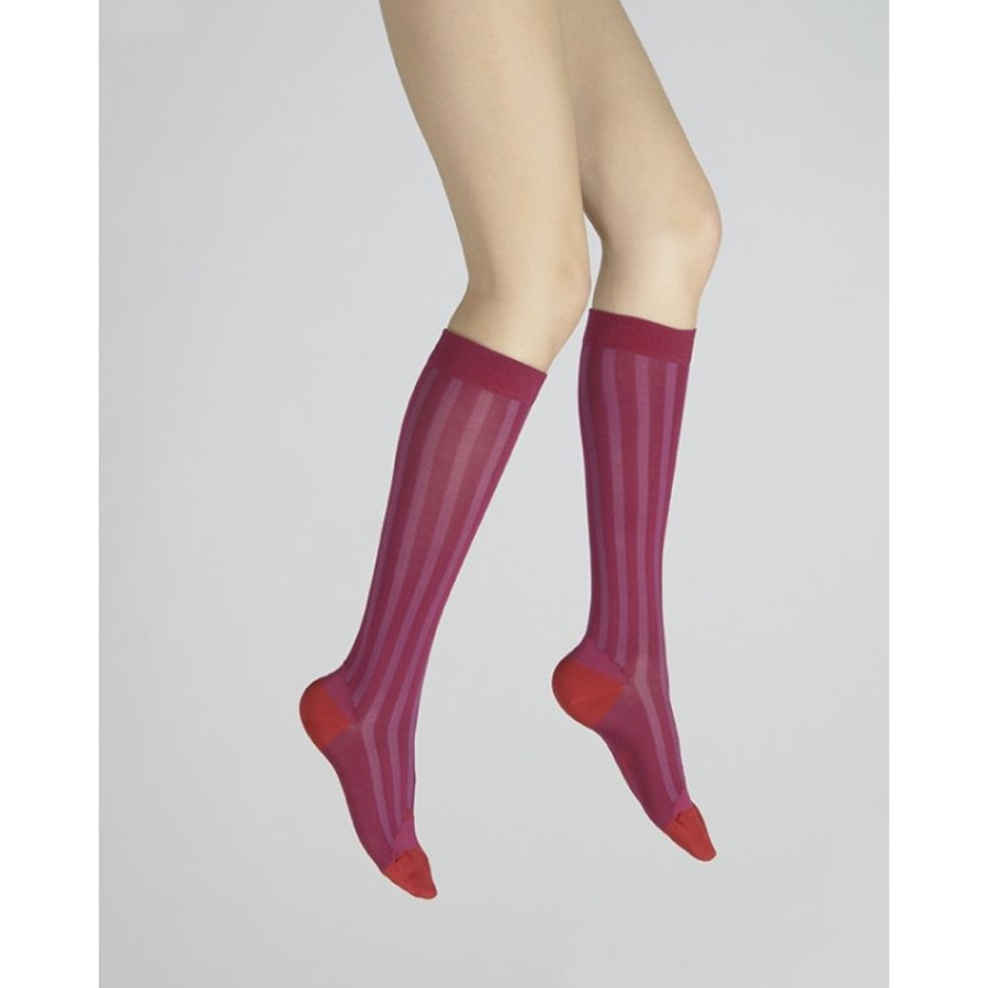 Femme BERTHE AUX GRANDS PIEDS Chaussettes Hautes | Chaussettes Hautes En Soie Rose