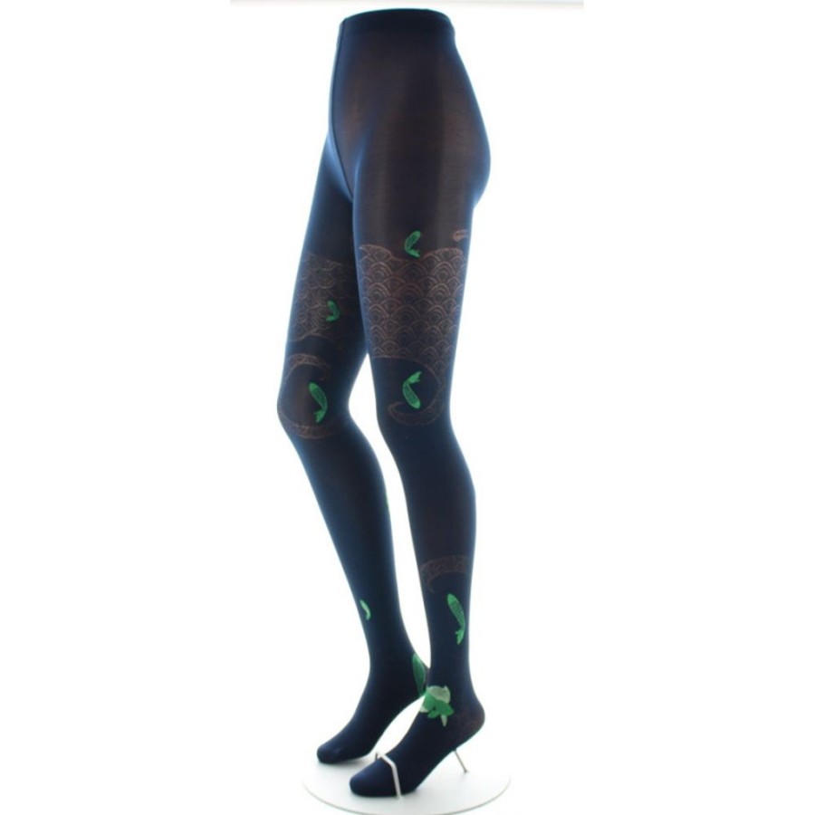 Femme BERTHE AUX GRANDS PIEDS Collants | Collants Femme 40D Poissons Bleu Marine Et Vert