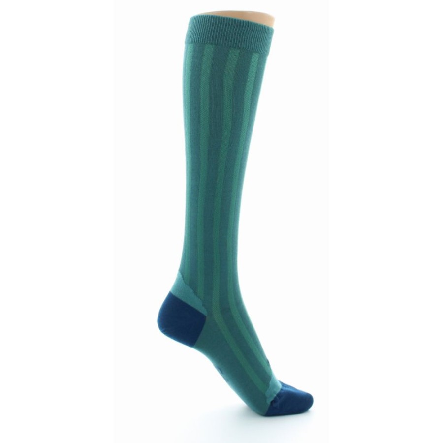 Femme BERTHE AUX GRANDS PIEDS Chaussettes Hautes | Chaussettes Hautes En Soie Turquoise - Talon Et Pointe Bleu Indigo