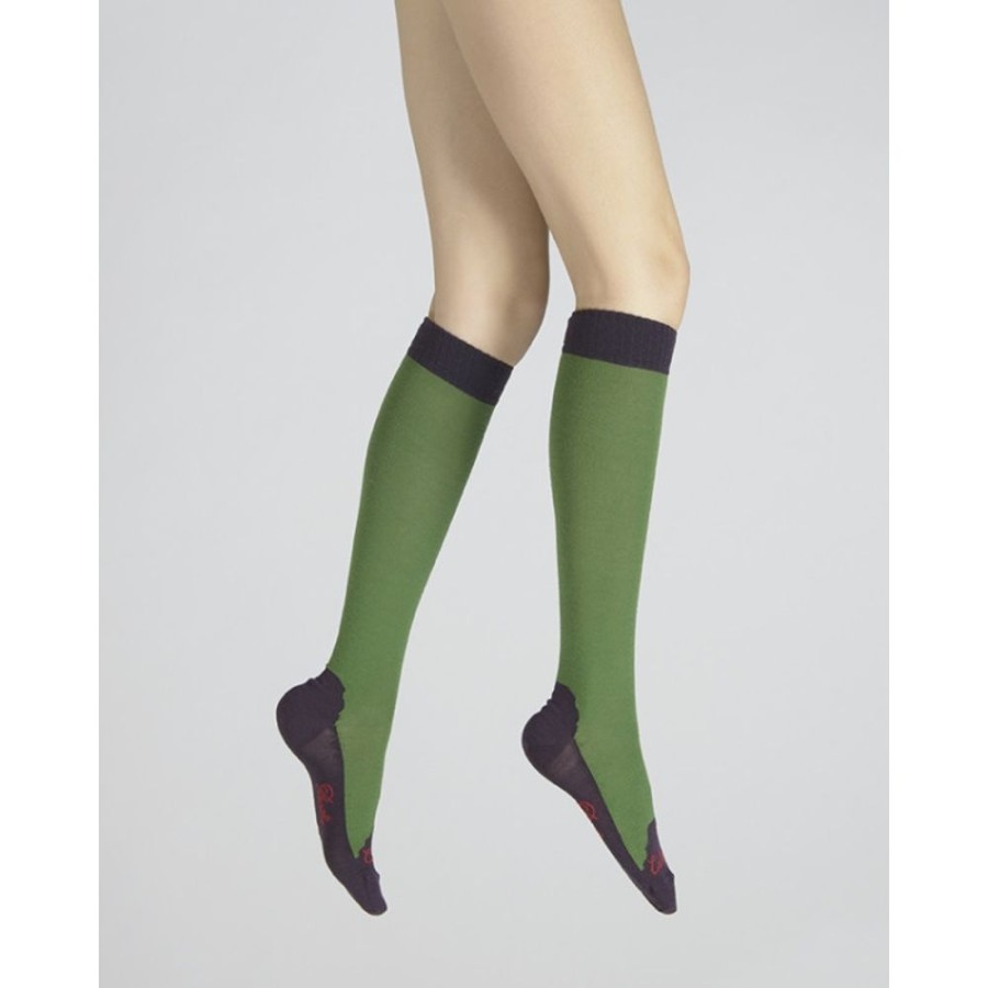 Femme BERTHE AUX GRANDS PIEDS Chaussettes Hautes | Chaussettes Hautes Cachemire Vert