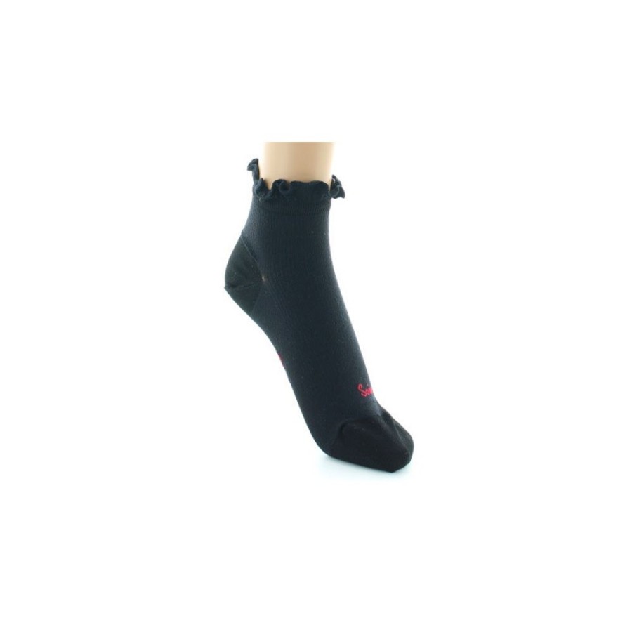 Femme BERTHE AUX GRANDS PIEDS Socquettes | Chaussettes Courtes En Soie A Cotes Noir