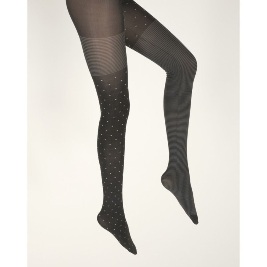 Femme BERTHE AUX GRANDS PIEDS Collants | Collants Femme 60D Plumetis Et Rayures Asymetriques