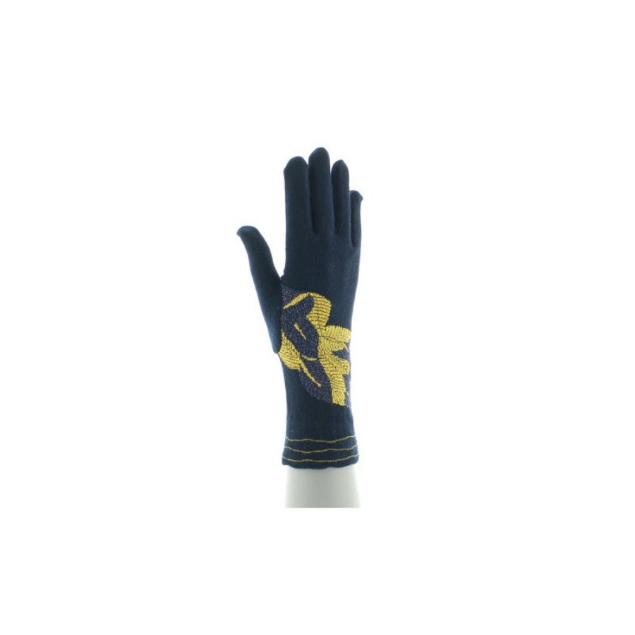 Femme BERTHE AUX GRANDS PIEDS Gants | Gants Femme Coton Feuilles D'Or