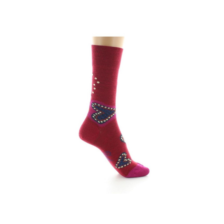 Femme BERTHE AUX GRANDS PIEDS Chaussettes | Chaussettes Femme Laine Peignee Coeur Rouge