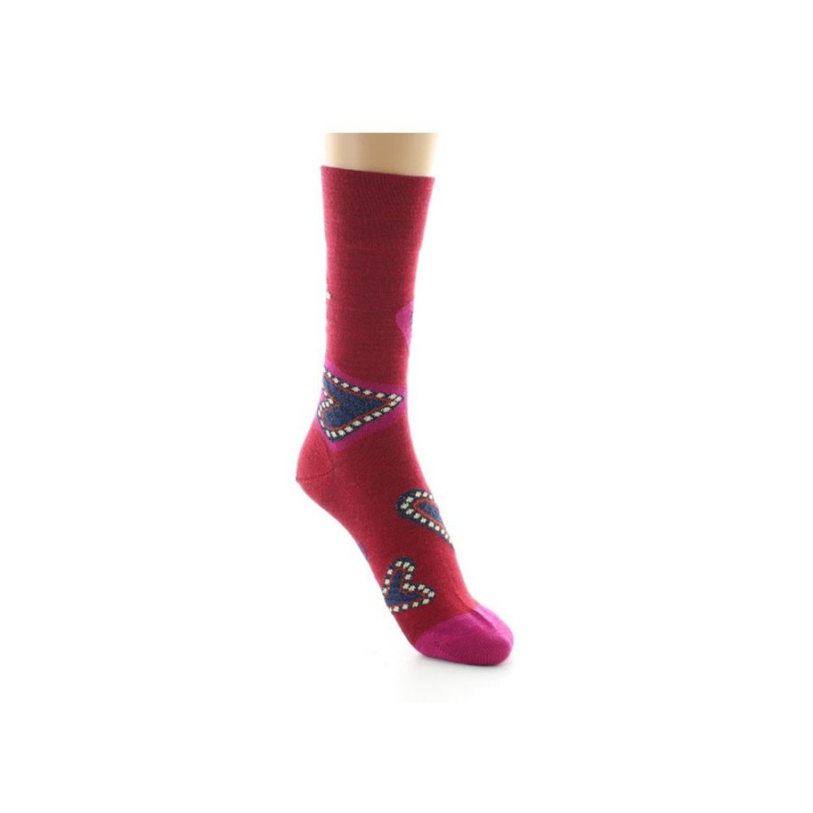 Femme BERTHE AUX GRANDS PIEDS Chaussettes | Chaussettes Femme Laine Peignee Coeur Rouge