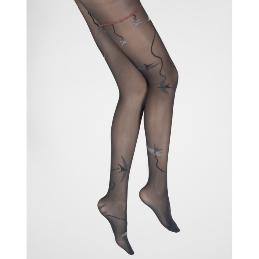 Femme BERTHE AUX GRANDS PIEDS Collants | Collants 30D Marine Hirondelles Grises