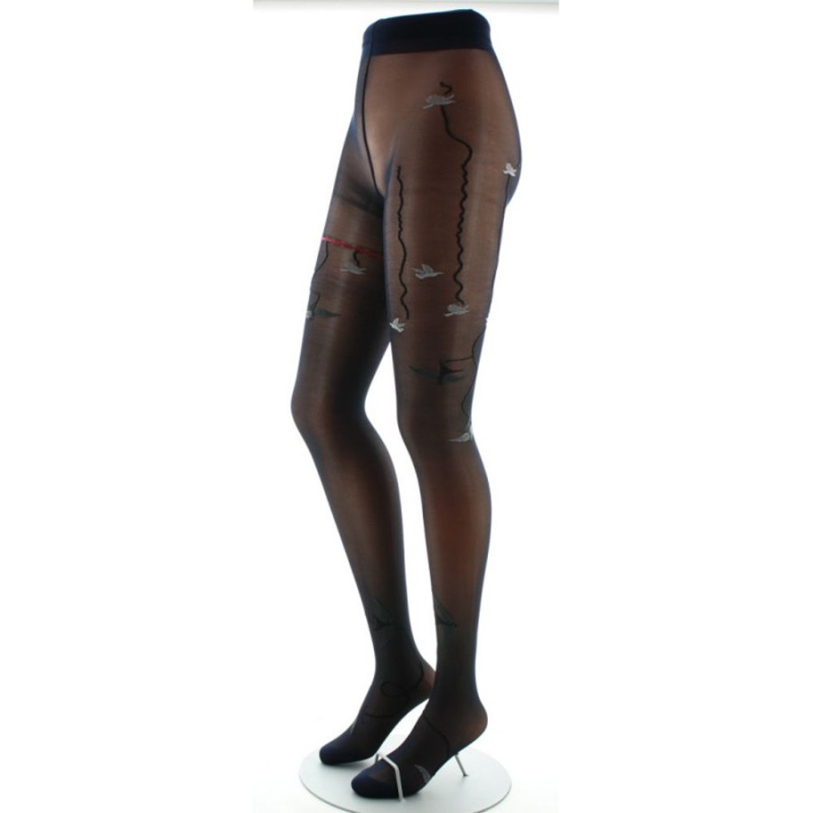 Femme BERTHE AUX GRANDS PIEDS Collants | Collants 30D Marine Hirondelles Grises