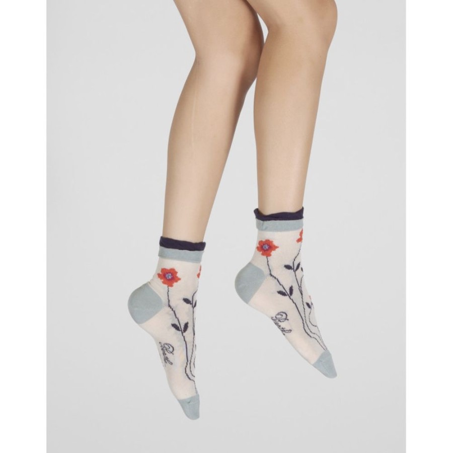 Femme BERTHE AUX GRANDS PIEDS Chaussettes | Chaussettes Femme Fleurs Oranges