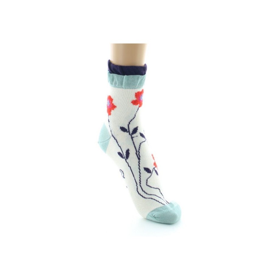 Femme BERTHE AUX GRANDS PIEDS Chaussettes | Chaussettes Femme Fleurs Oranges