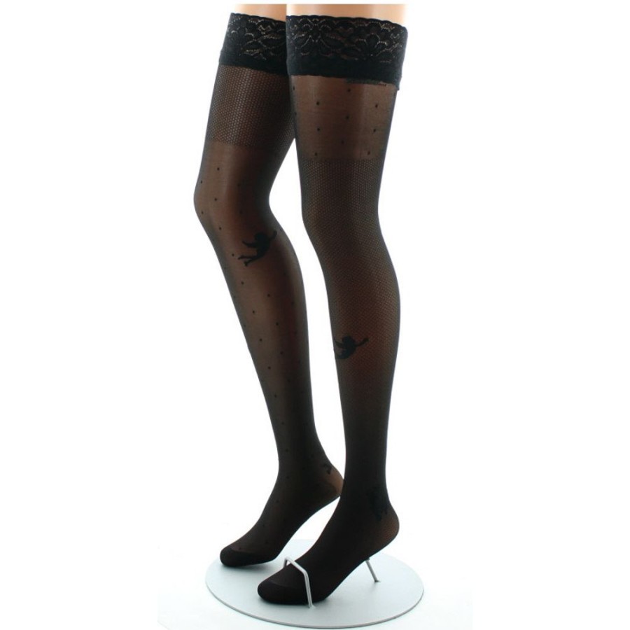 Femme BERTHE AUX GRANDS PIEDS Collants | Bas Autofixants 30D Noir Ange Noir