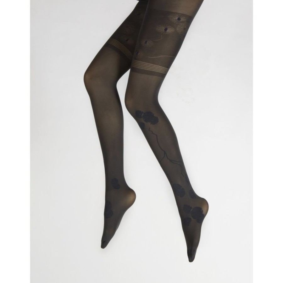 Femme BERTHE AUX GRANDS PIEDS Collants | Collants Feu D'Artifice Marine Sur Fond Anthracite