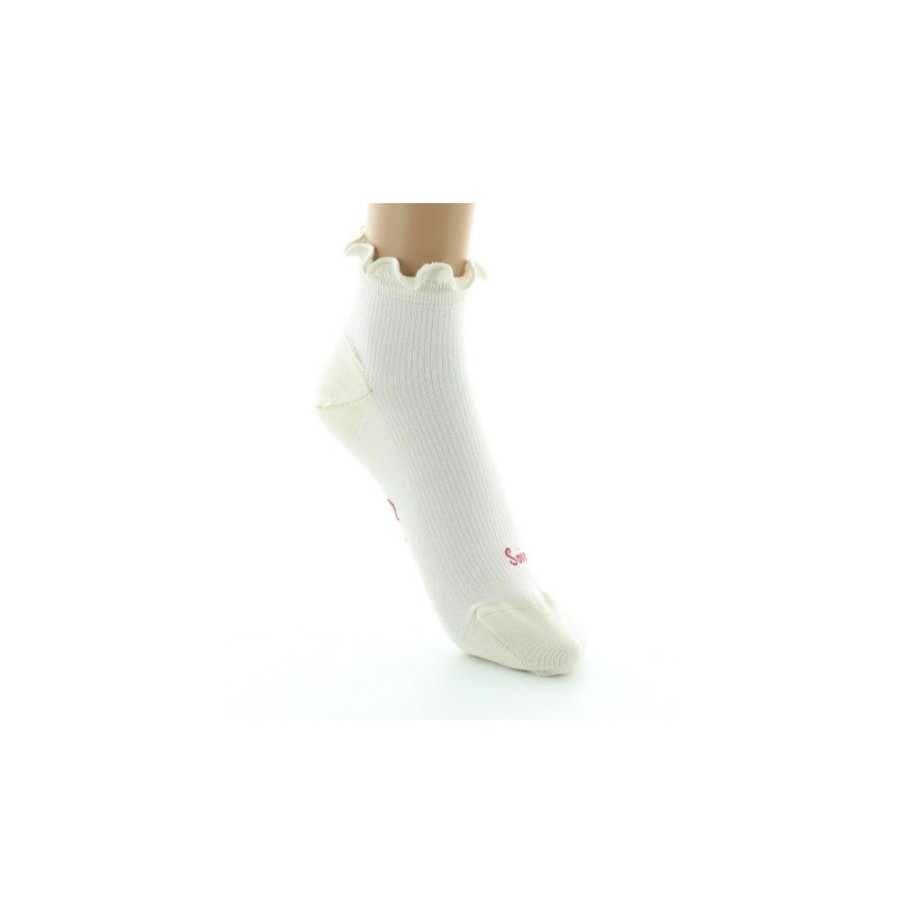 Femme BERTHE AUX GRANDS PIEDS Socquettes | Chaussettes Courtes En Soie A Cotes Ecru