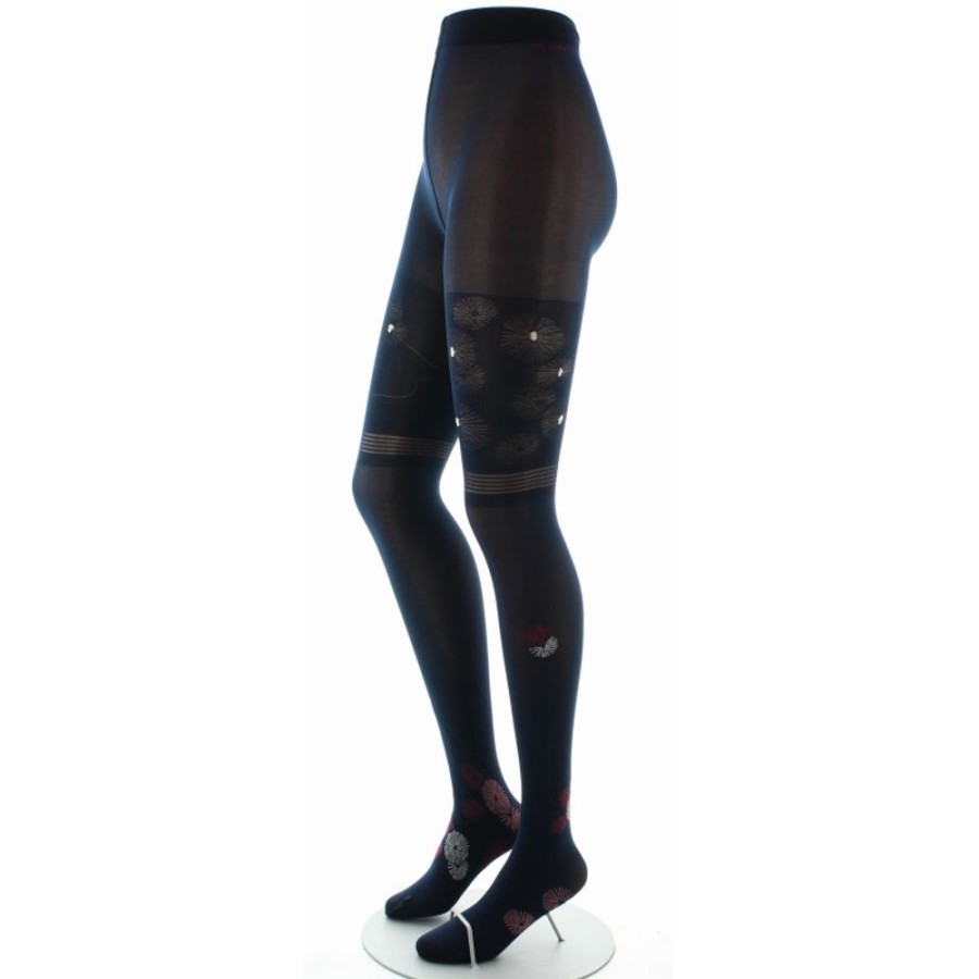 Femme BERTHE AUX GRANDS PIEDS Collants | Collants Feu D'Artifice Bordeaux Et Blanc Sur Fond Marine