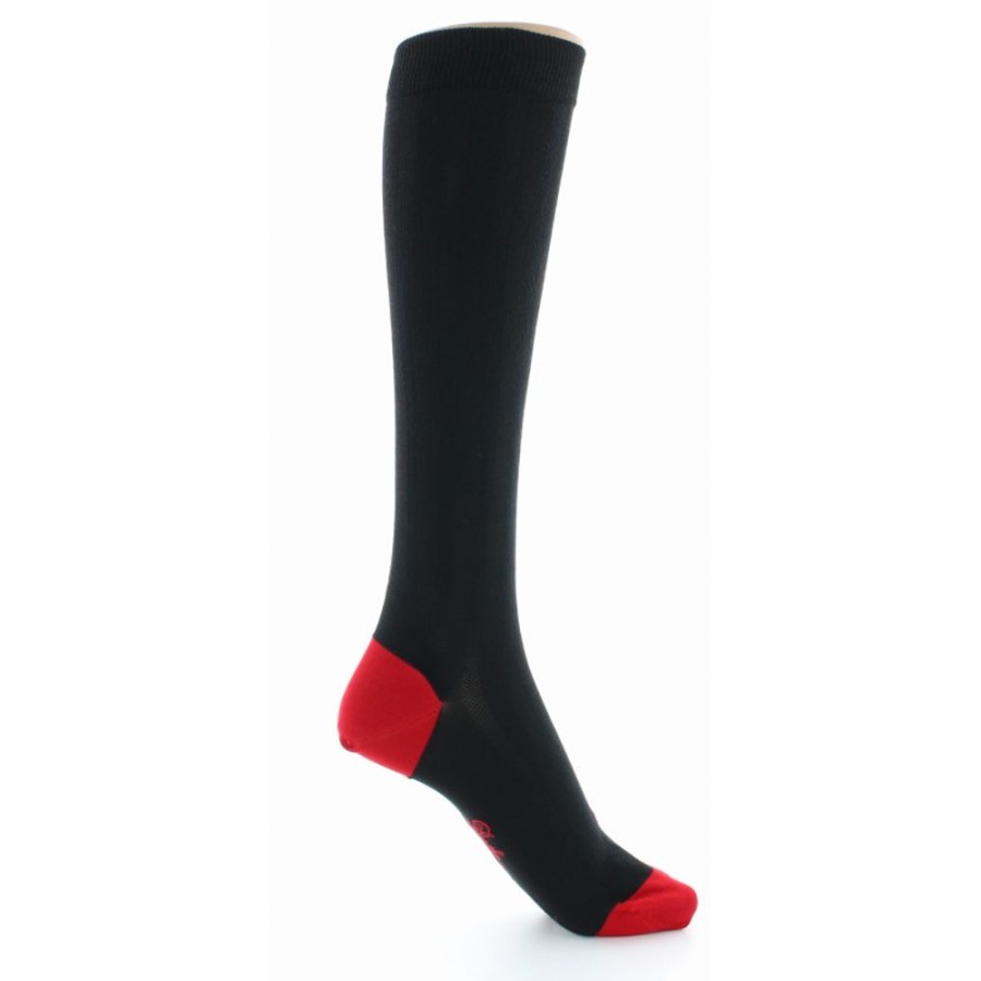 Femme BERTHE AUX GRANDS PIEDS Chaussettes Hautes | Chaussettes Hautes En Soie Noir-Rouge