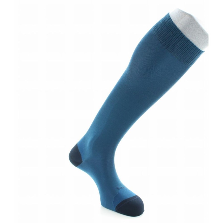 Homme BERTHE AUX GRANDS PIEDS Chaussettes Hautes | Chaussettes Hautes En Soie Bleu Roi Et Marine Briac