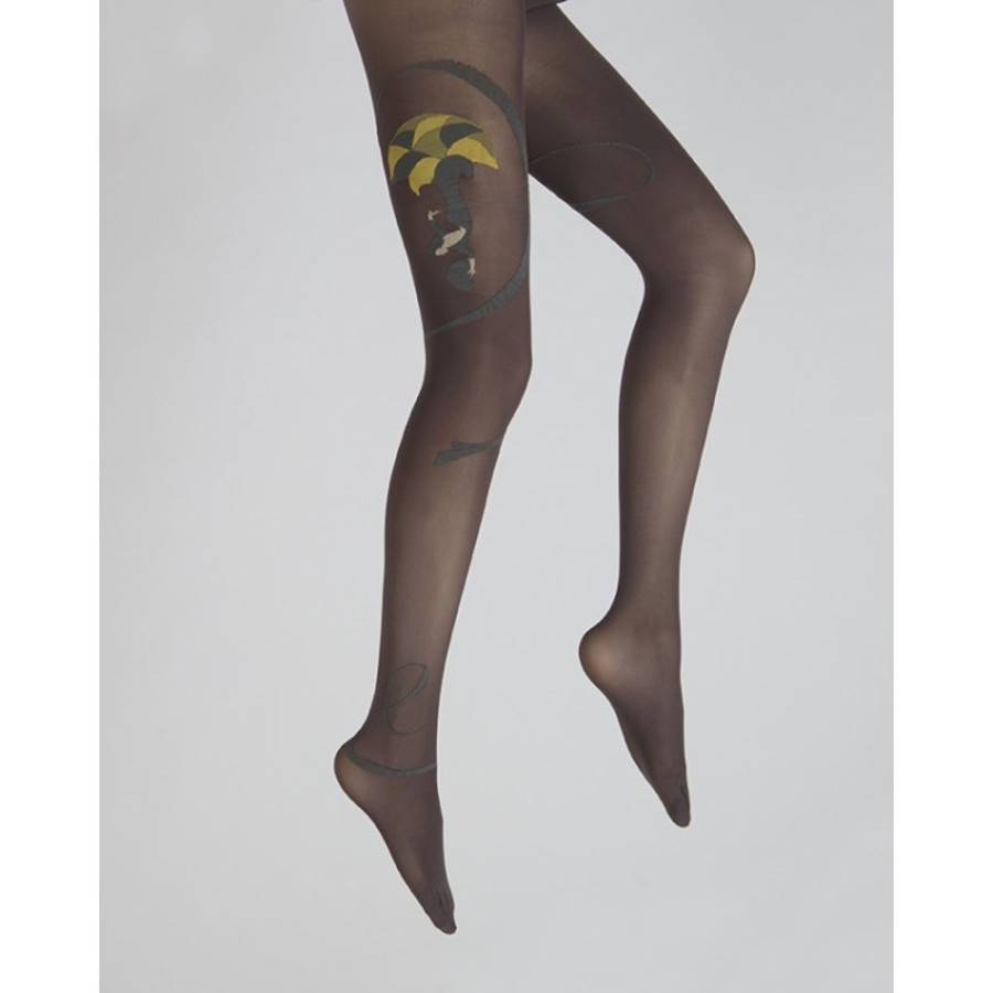 Femme BERTHE AUX GRANDS PIEDS Collants | Collant Danseuse Gris Et Jaune Fond Prune