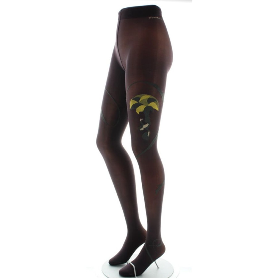 Femme BERTHE AUX GRANDS PIEDS Collants | Collant Danseuse Gris Et Jaune Fond Prune