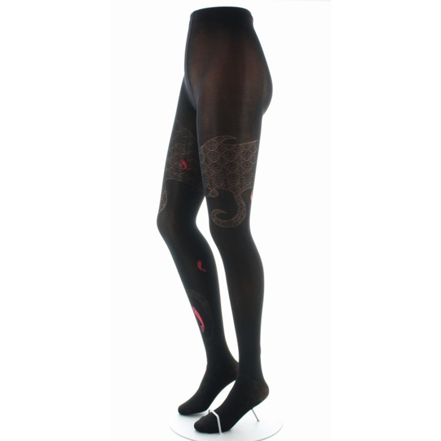 Femme BERTHE AUX GRANDS PIEDS Collants | Collants Femme 40D Vague Noir Et Rouge