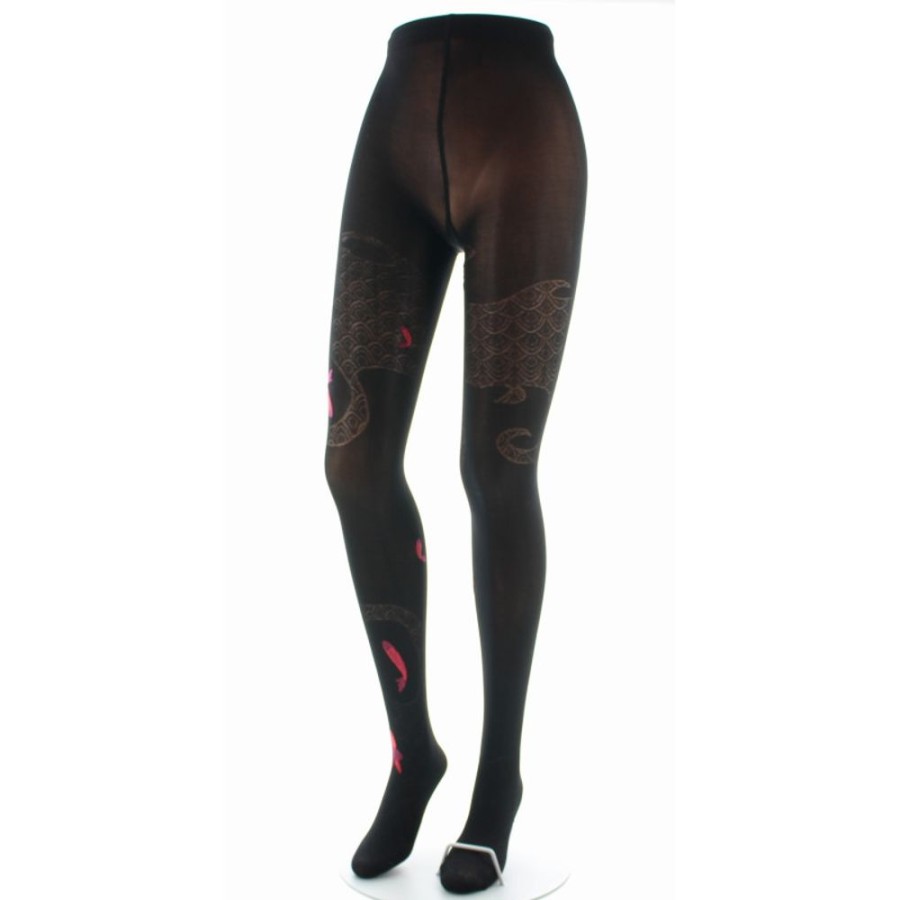 Femme BERTHE AUX GRANDS PIEDS Collants | Collants Femme 40D Vague Noir Et Rouge