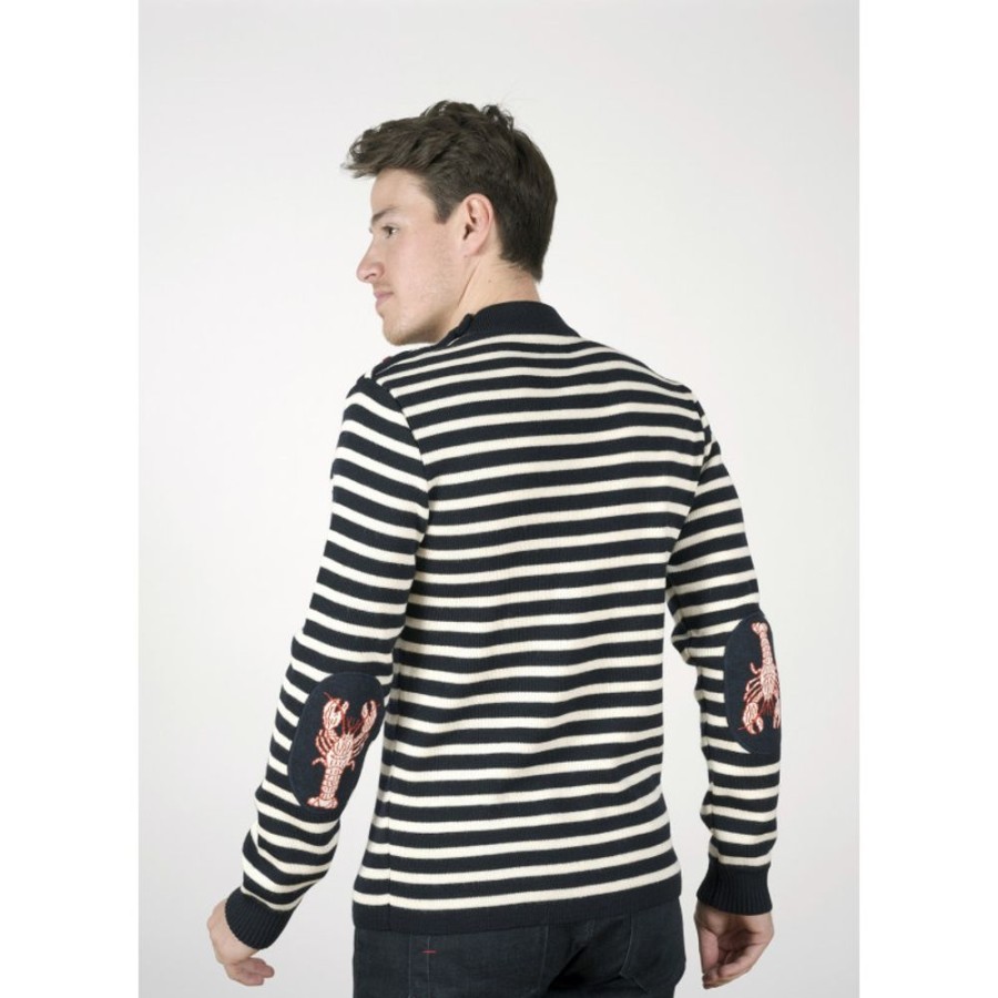 Homme BERTHE AUX GRANDS PIEDS Pulls | Pull Marin Homme Homard Rayee Ecru Et Marine