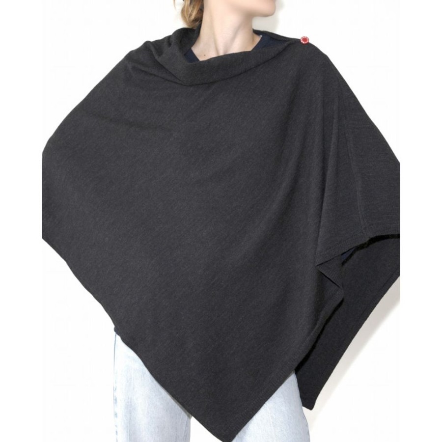 Femme BERTHE AUX GRANDS PIEDS Ponchos | Poncho Femme Laine Merinos Gris Anthracite