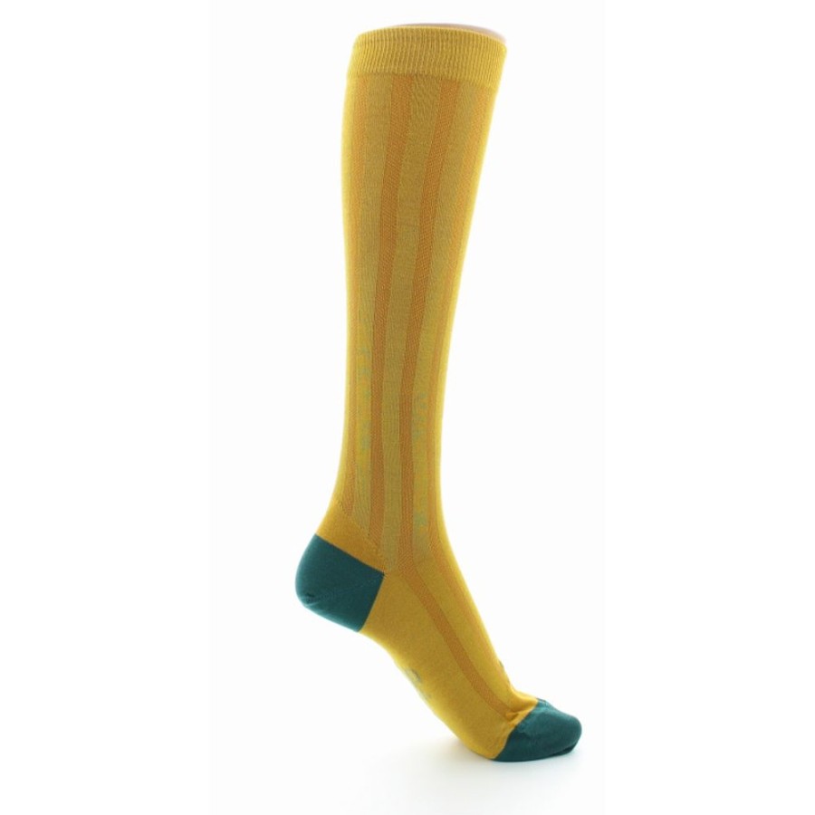 Femme BERTHE AUX GRANDS PIEDS Chaussettes Hautes | Chaussettes Hautes En Soie Tournesol - Talon Et Pointe Turquoise