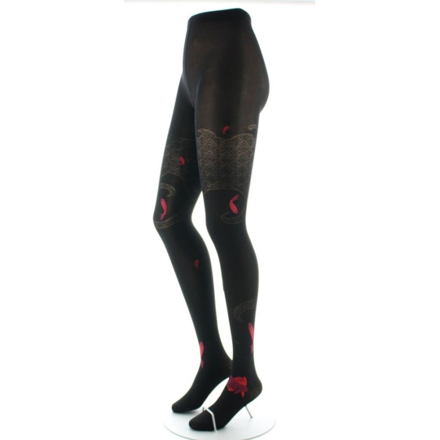 Femme BERTHE AUX GRANDS PIEDS Collants | Collants Femme 40D Poissons Noir Et Rouge